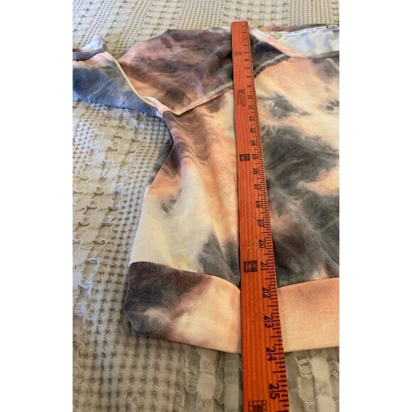 Live Well Lounge Top Size Medium Tie Dye Gray Orange Raglan 3/4 Sleeve + Stretch - Picture 10 of 10